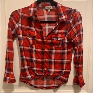 Paper tee flannel shirt with long sleeves